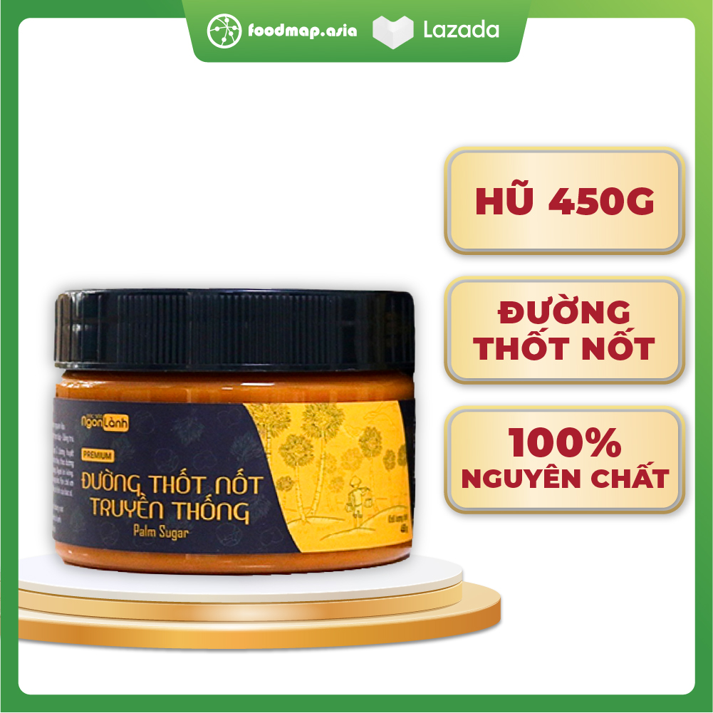 Đường thốt nốt truyền thống an giang nguyên chất 100% - hũ 450g - đặc sản ngon lành