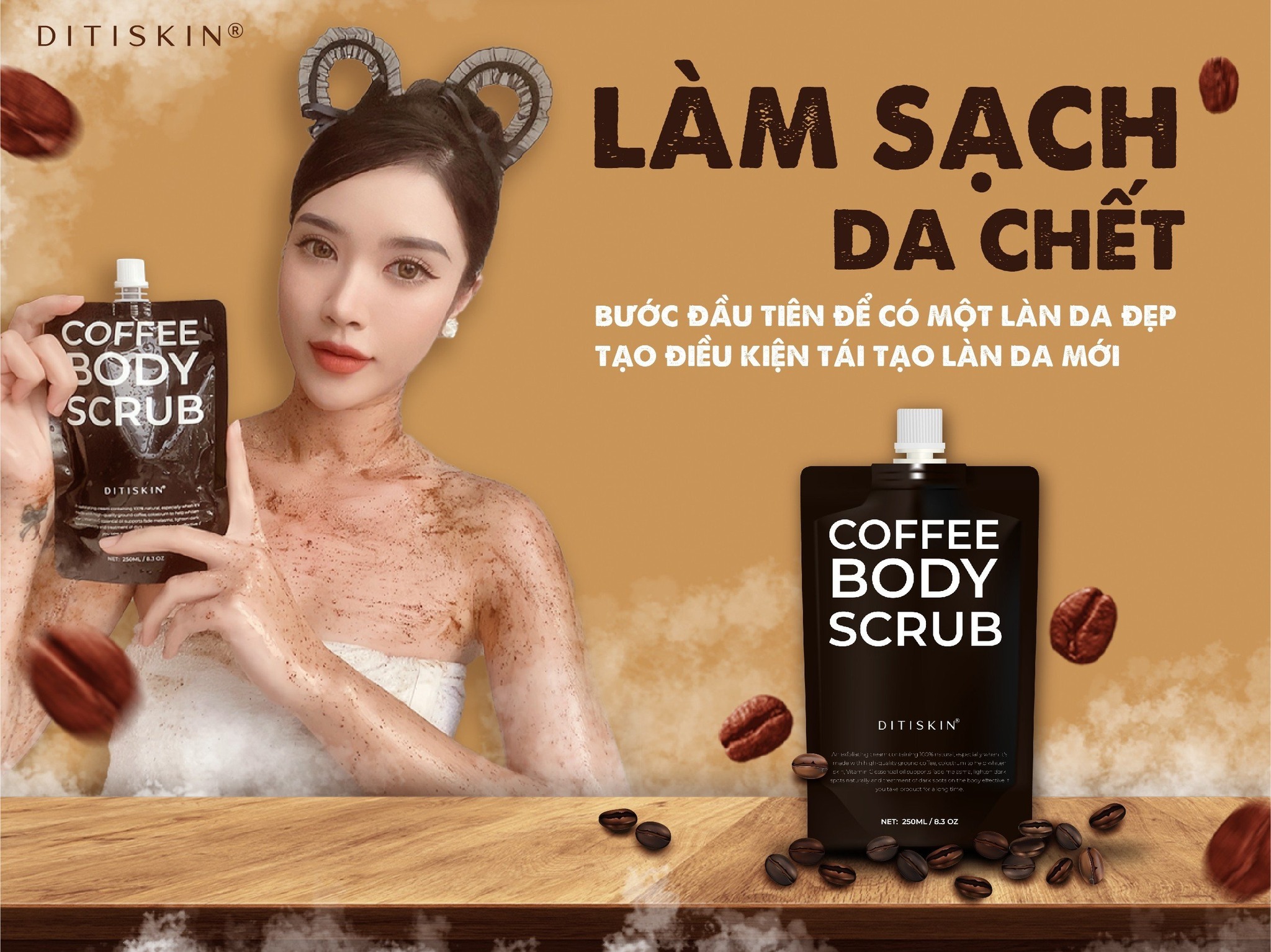 TẨY TẾ BÀO CHẾT CÀ PHÊ SỮA NON DITISKIN