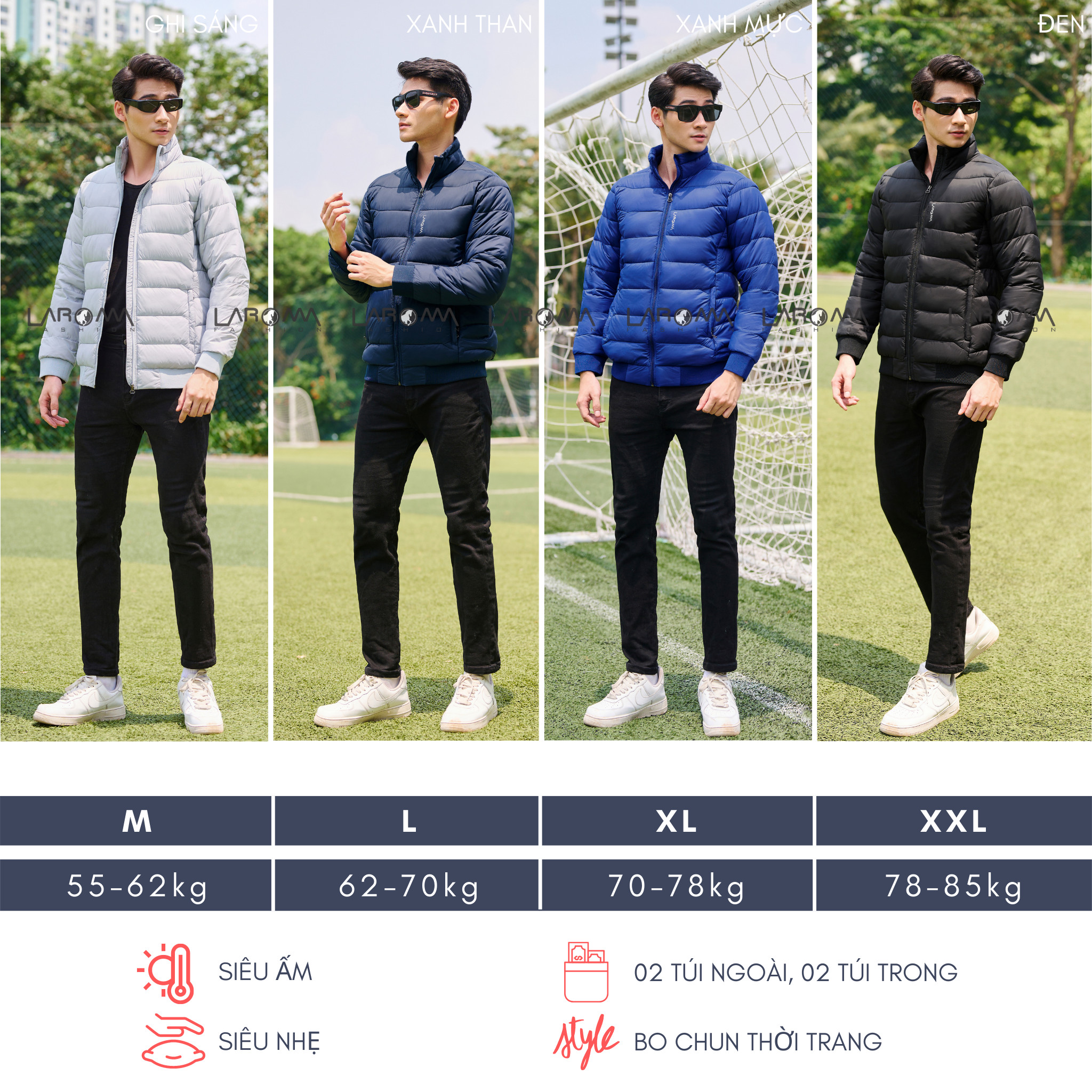 LAROMA Áo Phao Nam Form Basic | Giữ Ấm Hoàn Hảo - Siêu Nhẹ - Phong Cách Thời Thượng