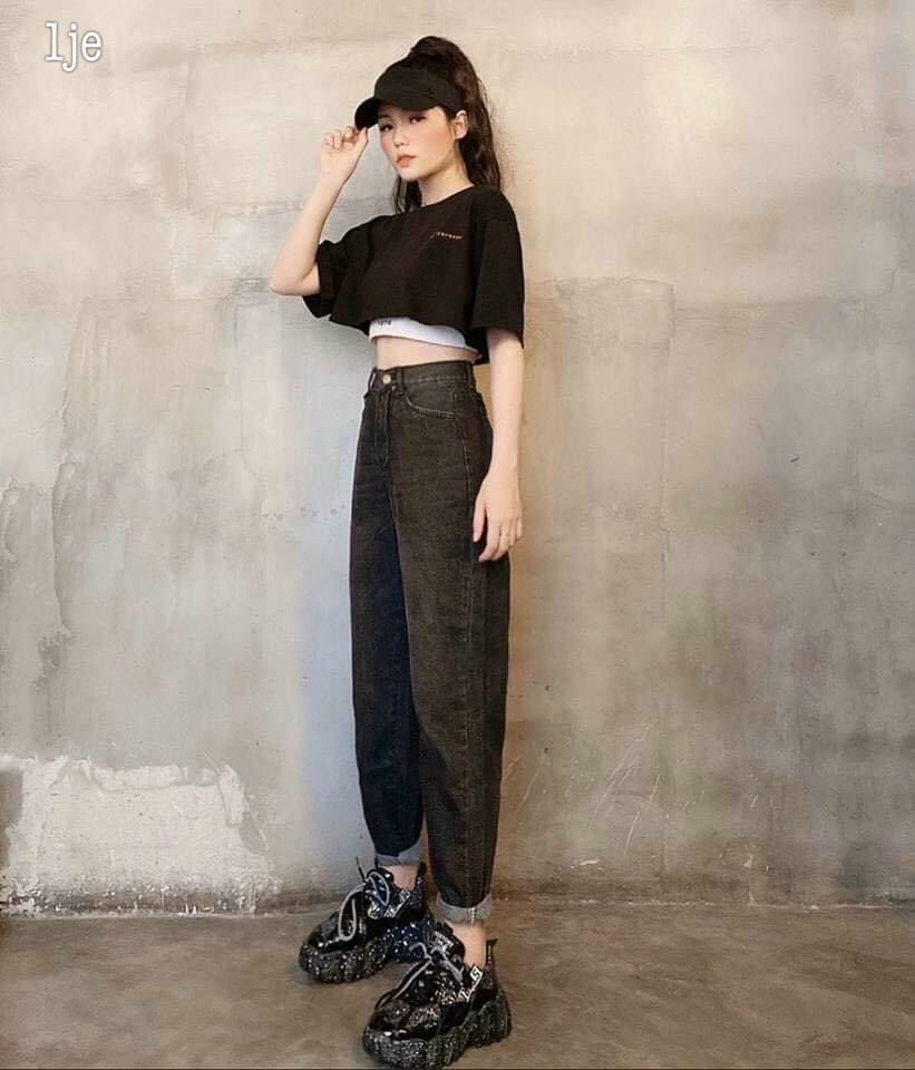 QUẦN JEAN BAGGY NỮ LƯNG CAO 2 NÚT ĐAI CHÉO,THỜI TRANG MỚI TẠI PINKY79SHOP BG001