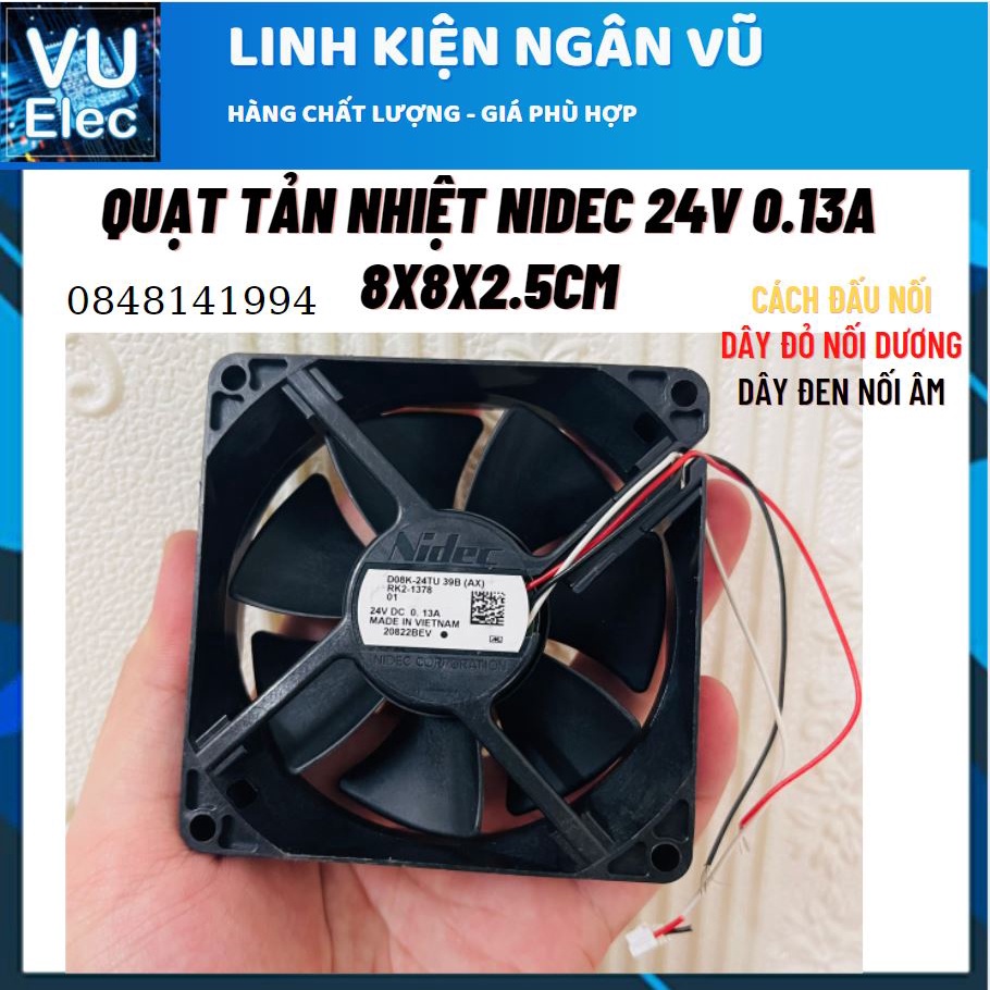 Quạt tản nhiệt 24v 8x8 - 9x9cm nidec chính hãng