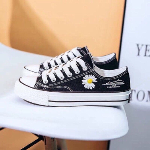 Giày Thể Thao Nữ Giày Nữ Cv Thấp Cổ Thêu Hoa Cúc,Giày Converse | Lazada.Vn