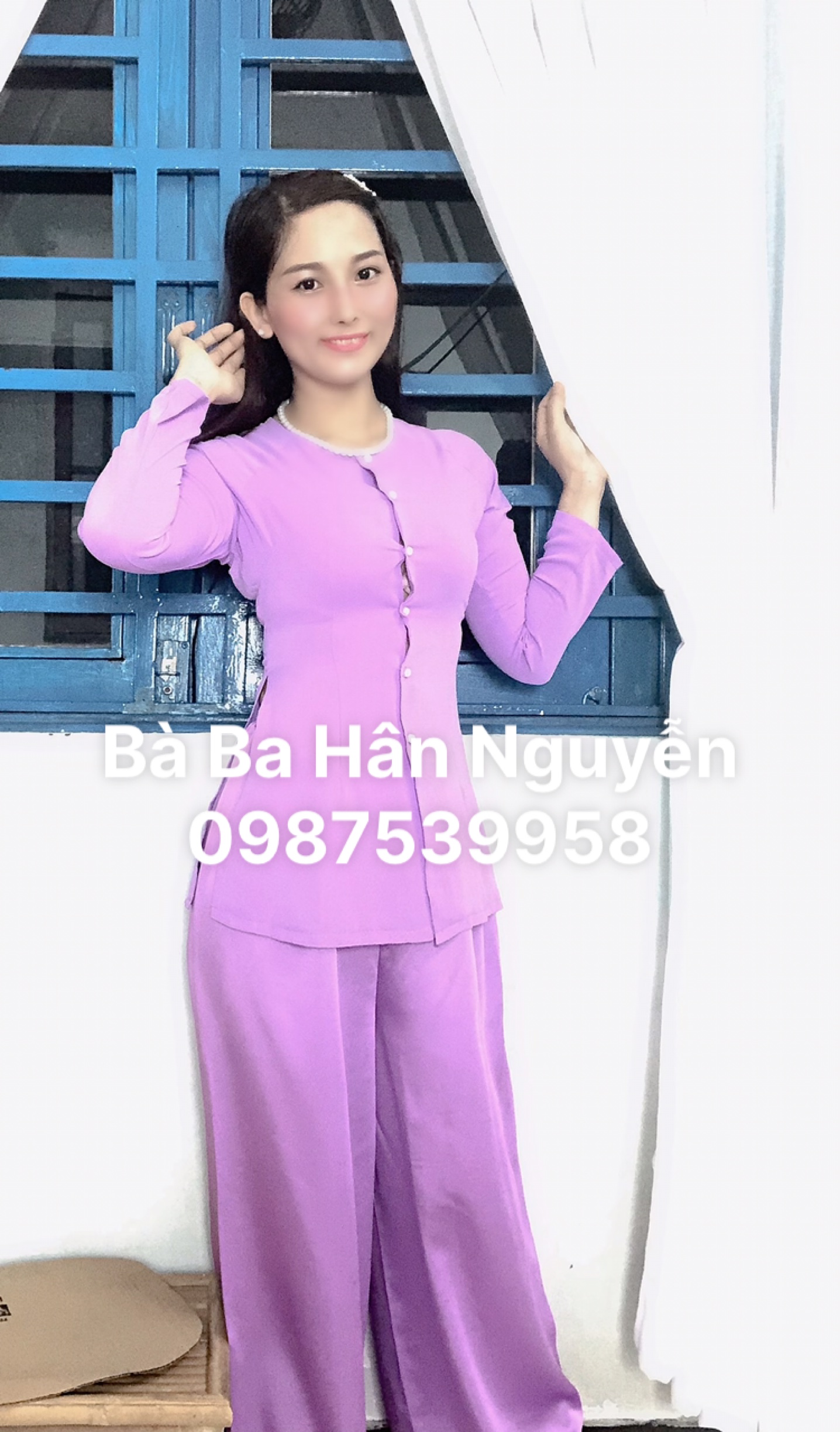 ÁO BÀ BA LỤA TRƠN (KEM QUẦN)