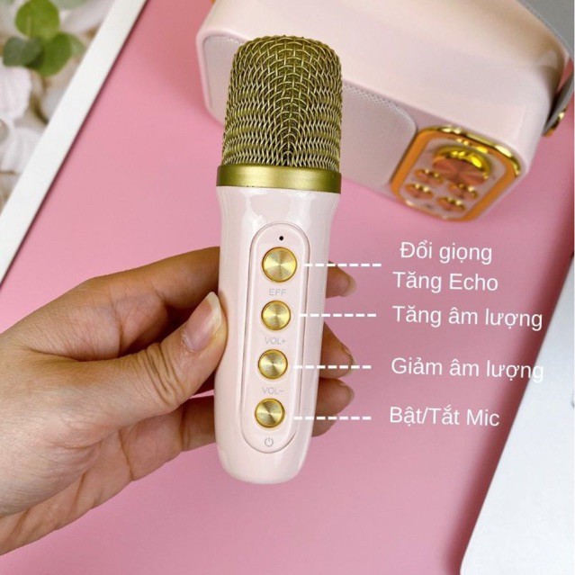 Loa bluetooth karaoke mini YS-103 kèm micro,công suất lớn,micro đổi giọng,nghe hay bass tốt,thiết kế sang trọng