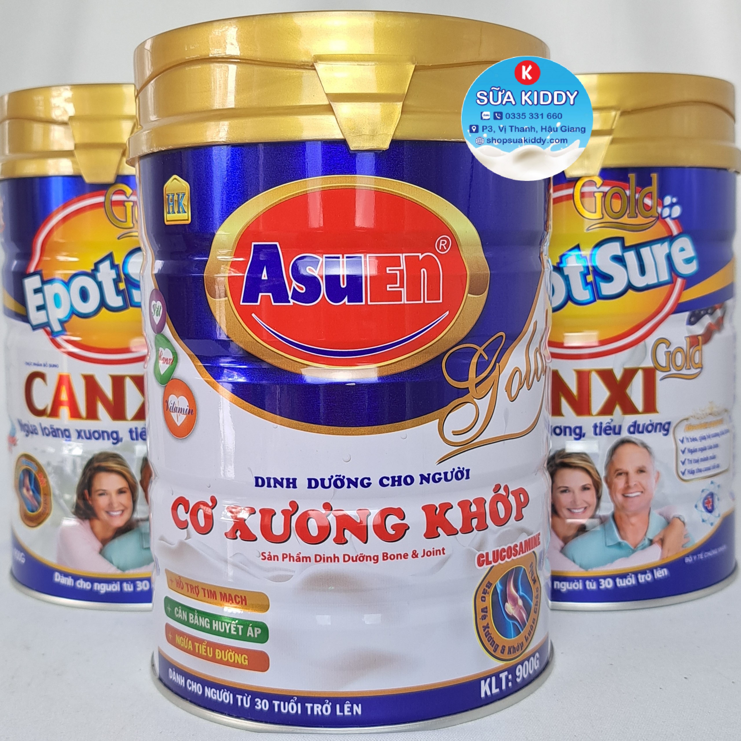 Sữa xương khớp Asuen ngừa loãng xương, tiểu đường, tim mạch, huyết áp 900g
