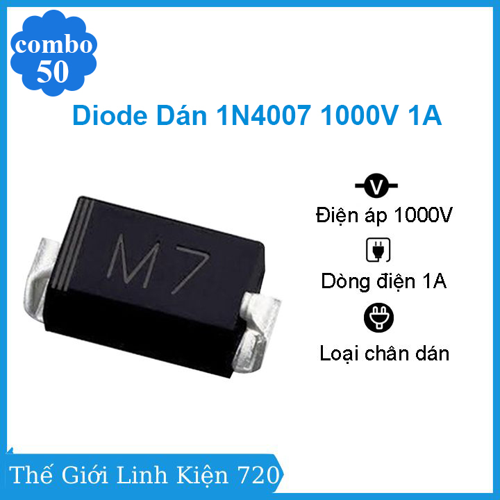 Combo 50 diode dán 1n4007 1000v 1a