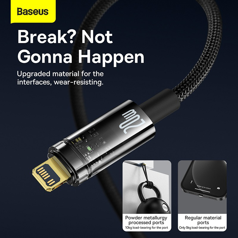 Cáp Sạc nhanh Tự Ngắt Gen2 Baseus Explorer Series cho iPhone/ iPad (Type C to Lightning Auto Power-Off, PD 20W Fast Charging Data Cable )