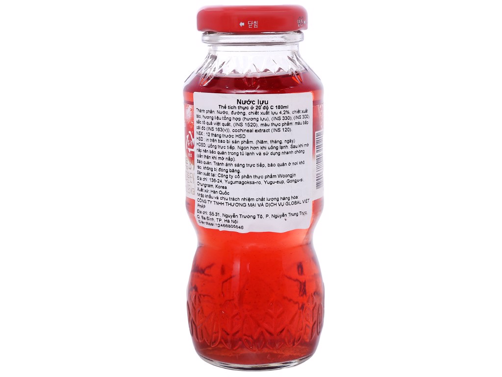 6 chai nước ép Woongjin lựu 180ml