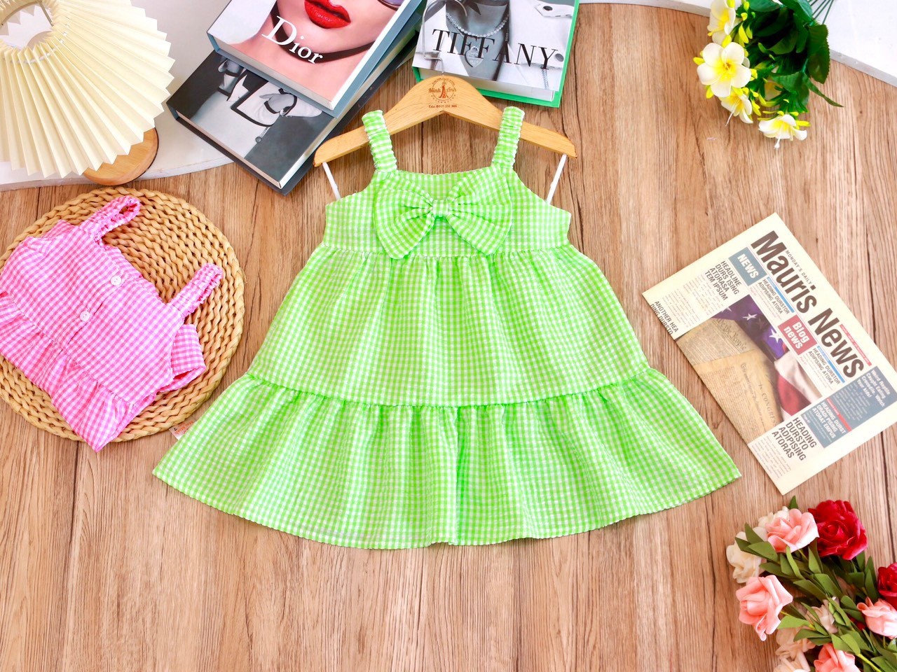 Đầm Hai Dây Tơ Xốp Bé  (8-16kg) (giao màu ngẫu nhiên)