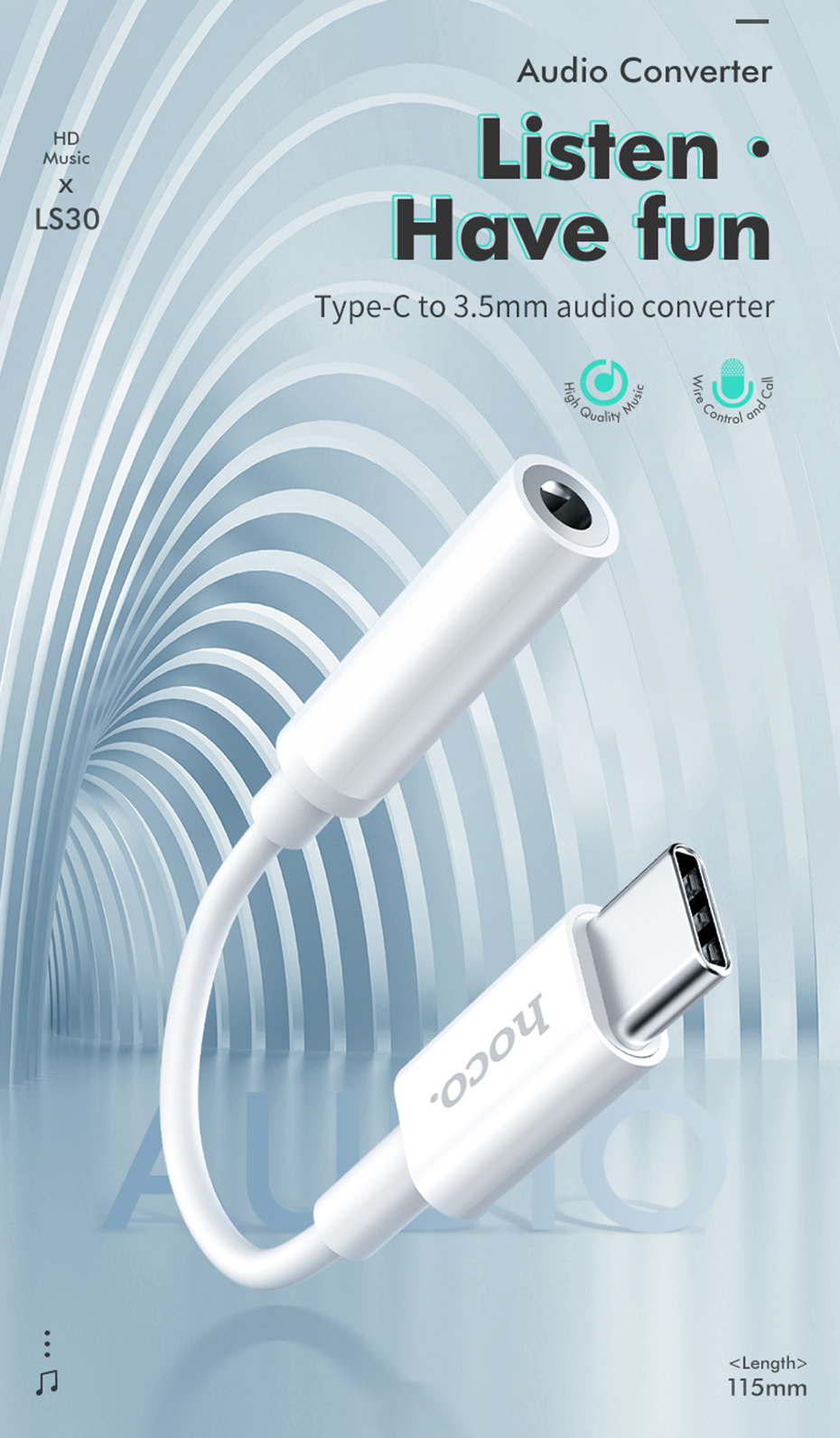 Jack Chuyển Hoco LS30 Type-C ra Audio 3.5mm