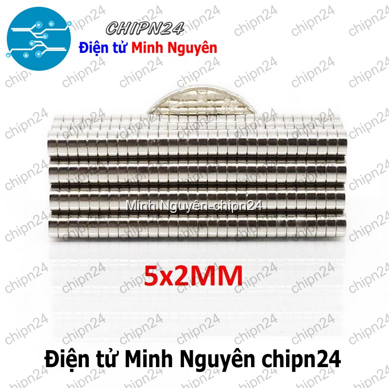 [5 viên] (K173) Nam châm Tròn phi 5mm dày 2mm - HH005953