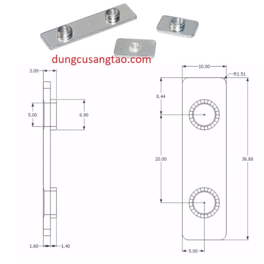 con trượt rãnh nhôm định hình 2020 V slot / 2040 v slot (Ốc slider plate M5 / tán chèn cho nhôm định hình)