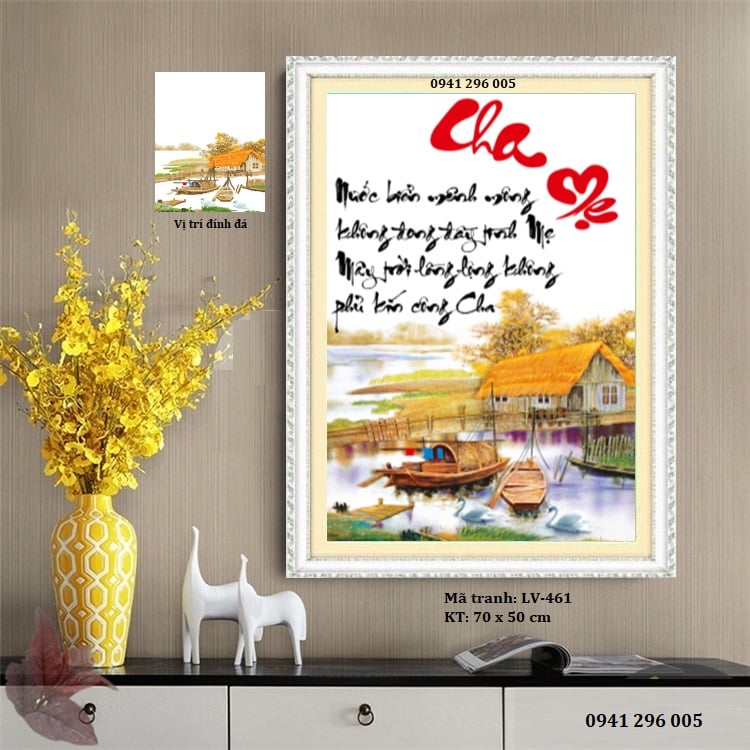 Tranh đính đá 5D Cha Mẹ LV461 (50x70cm)- chưa đính đá