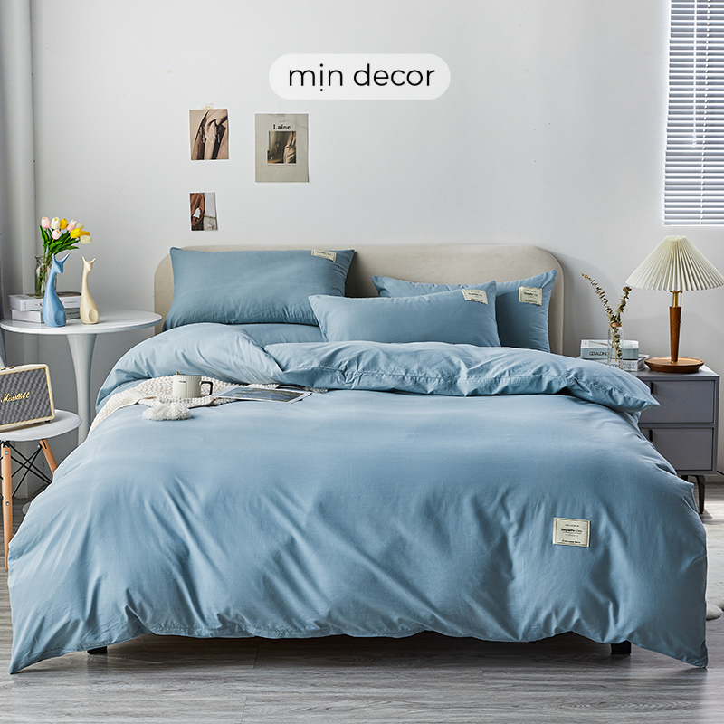 Bộ chăn ga gối cotton Tici Mịn Decor êm ái mềm mại, màu trơn hiện đại sang trọng, được chọn mẫu