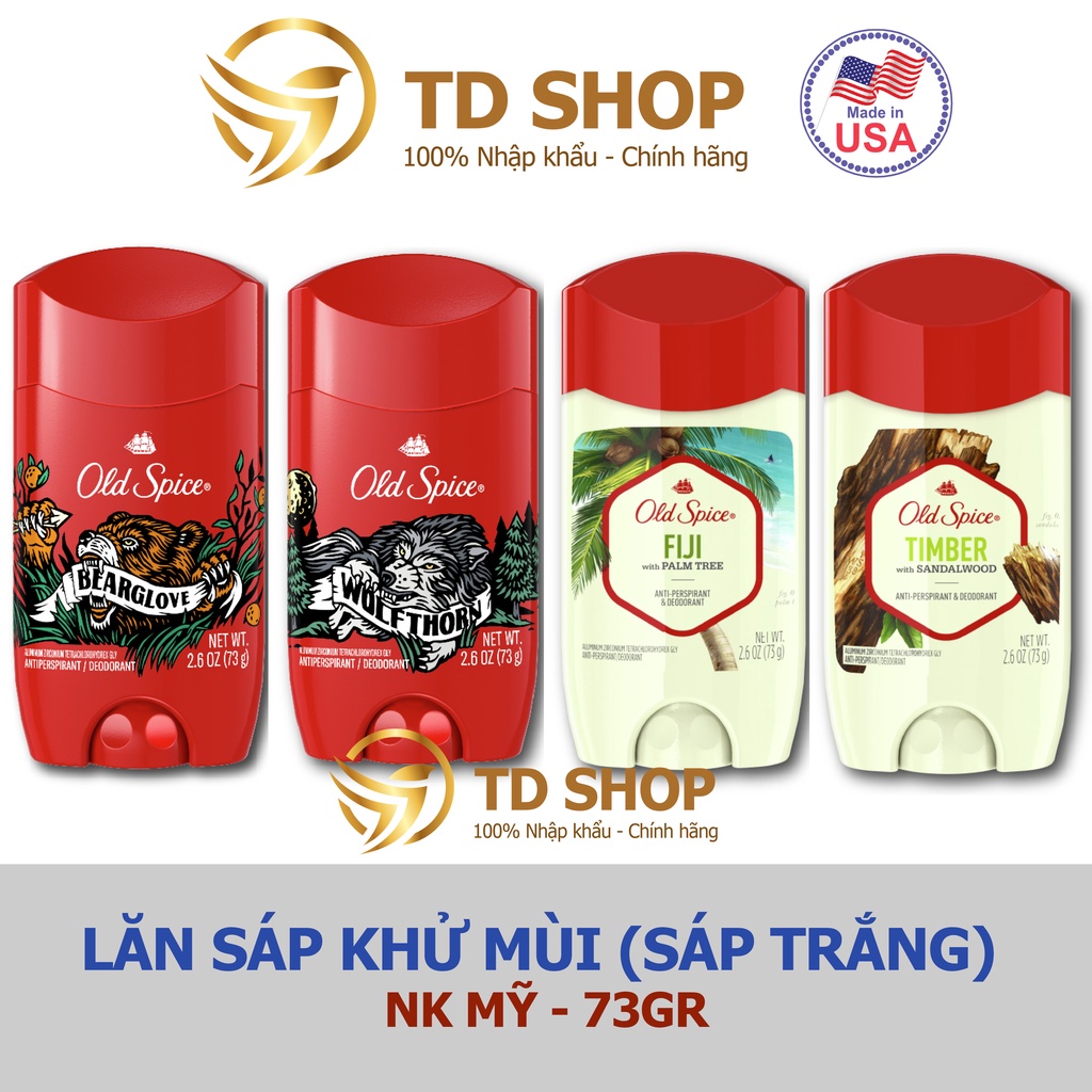 [USA] Lăn sáp khử mùi Old Spice 73g  Bearglove, Timber, Fiji, Hawkridge, Volcano, Wolfthorn - Mỹ