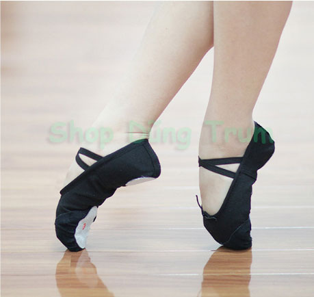 Giày múa bale, giày ballet chất liệu vải kaki bọc da lộn cực bền và êm ái