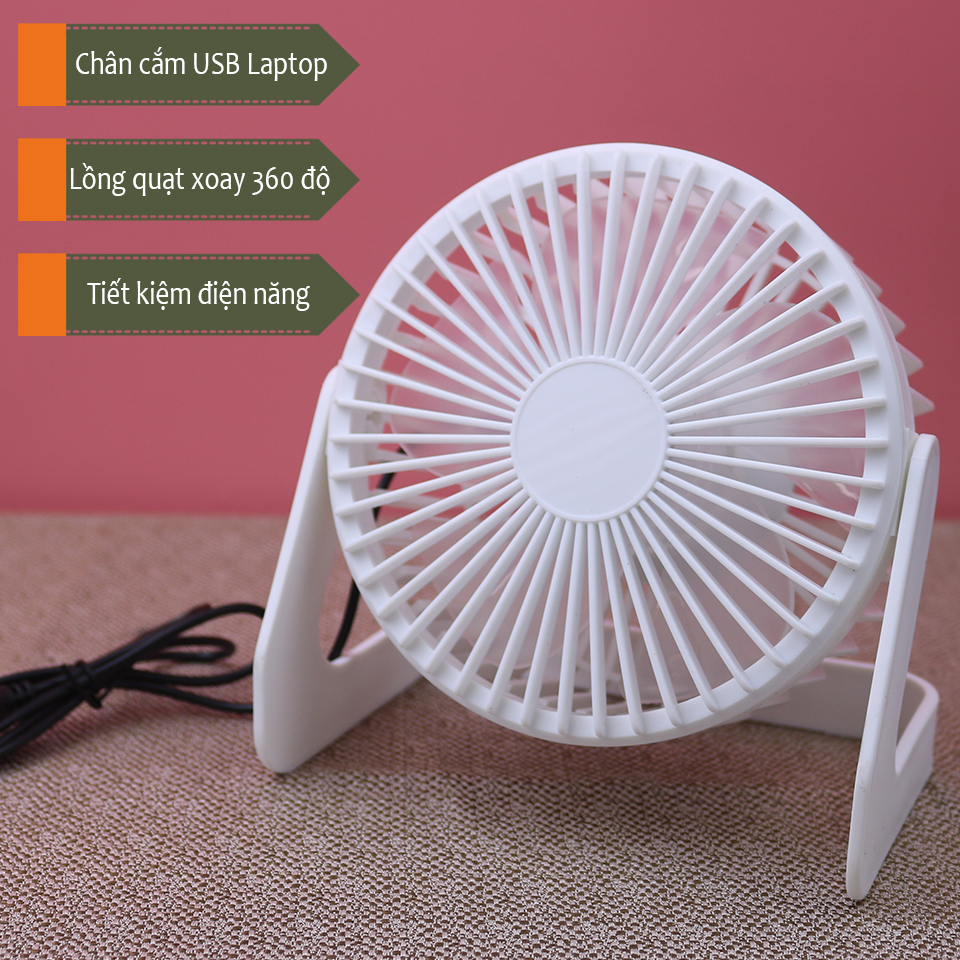 Quạt để bàn mini USB đế xoay 360 độ