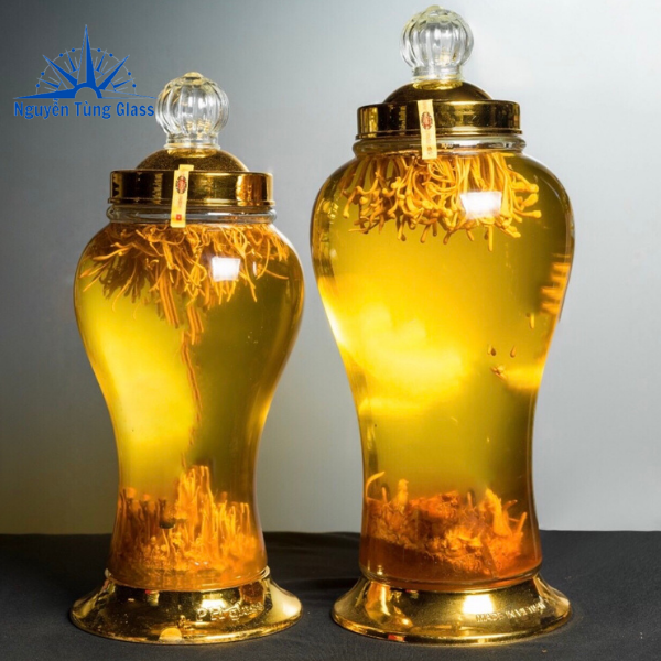 BÌNH NGÂM RƯƠU SÂM THỦY TINH  Phú Hoà 4 LÍT KHÔNG VAN