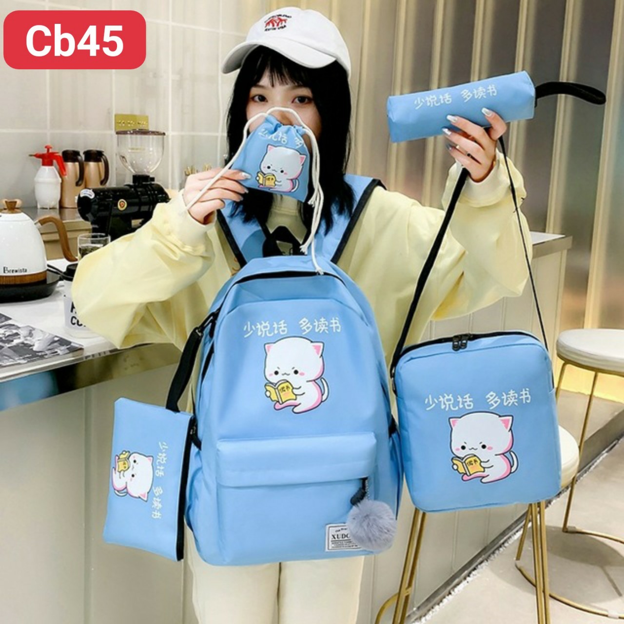 COMBO 4 MÓN mèo đọc sách bay lơ lửng mùa mưa cb45
