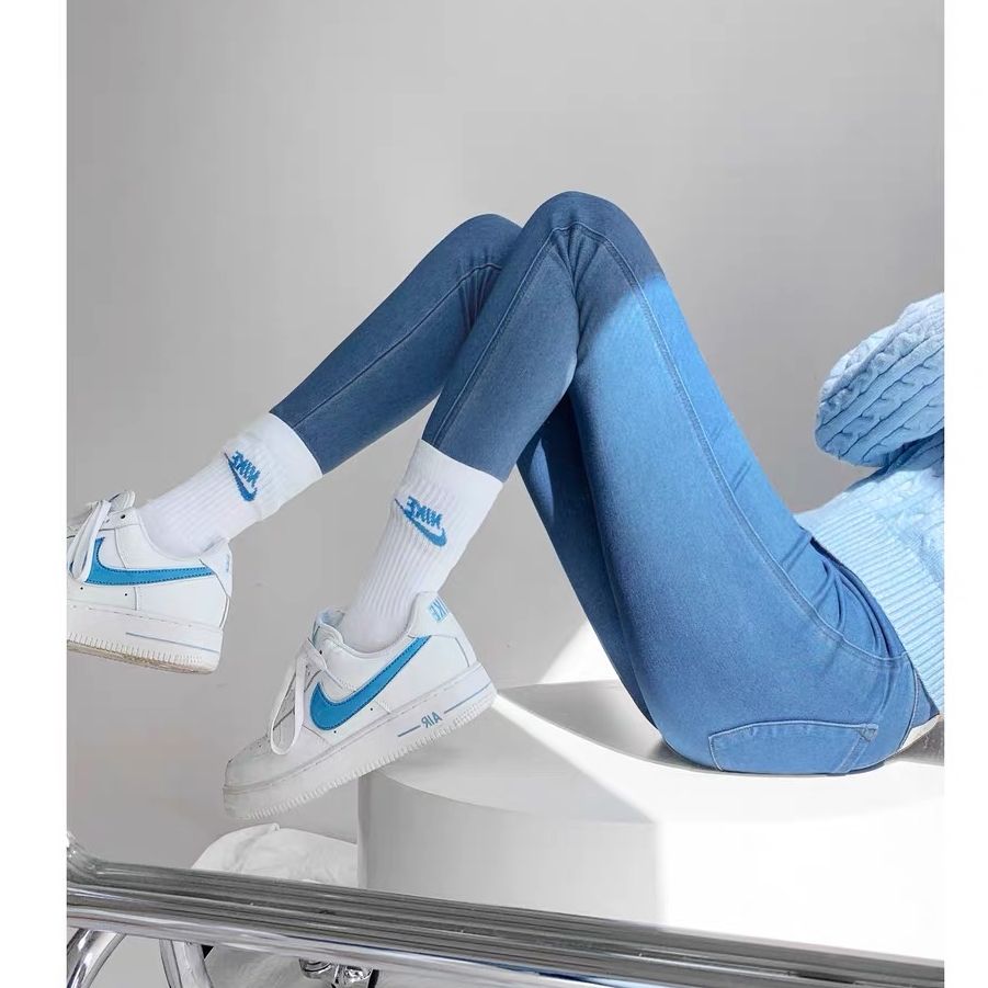 Quần jean nữ ống ôm xanh trơn 1050 lưng cao vải đẹp nhiều màu mới độc lạ TRÙM JEAN CHUYÊN SỈ