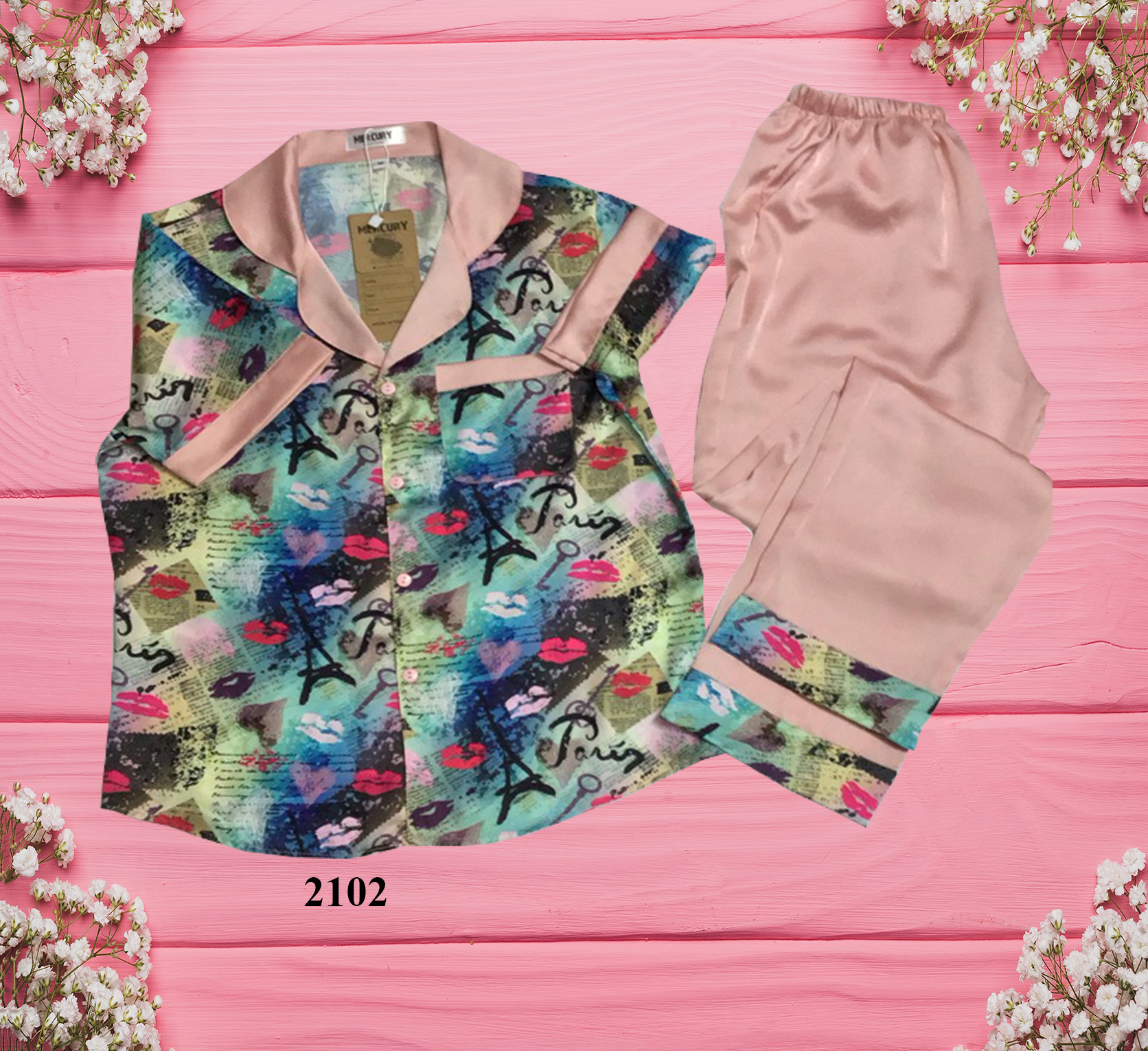 Ảnh thật 100% - Đồ bộ Pijama Mercury lụa satin