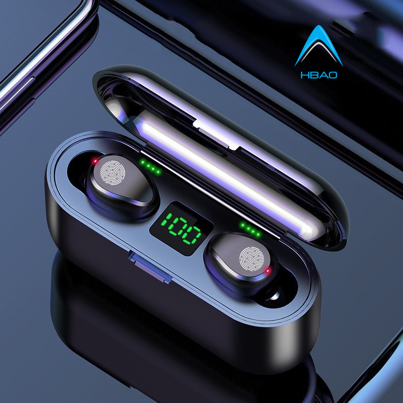 [HCM]Tai nghe bluetooth F9  Nút Bấm   Vân Tay KTS  tai nghe Không Dây Nhét Tai Màn Hình Hiển Thị Kỹ Thuật Số Âm Thanh Nổi