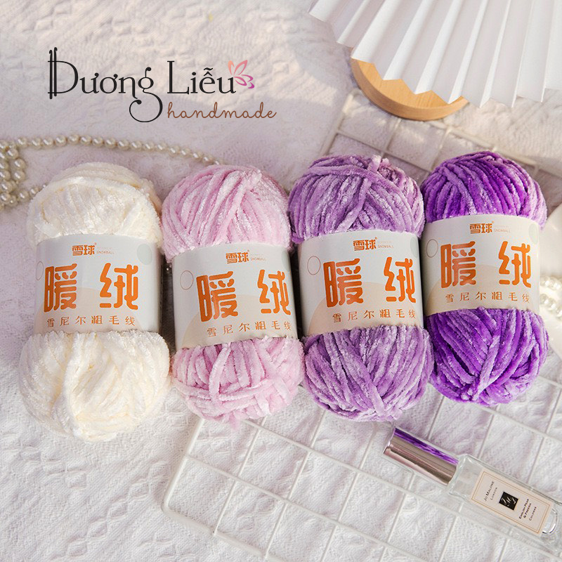 Len nhung Chenille sợi mềm mịn cuộn 100gr