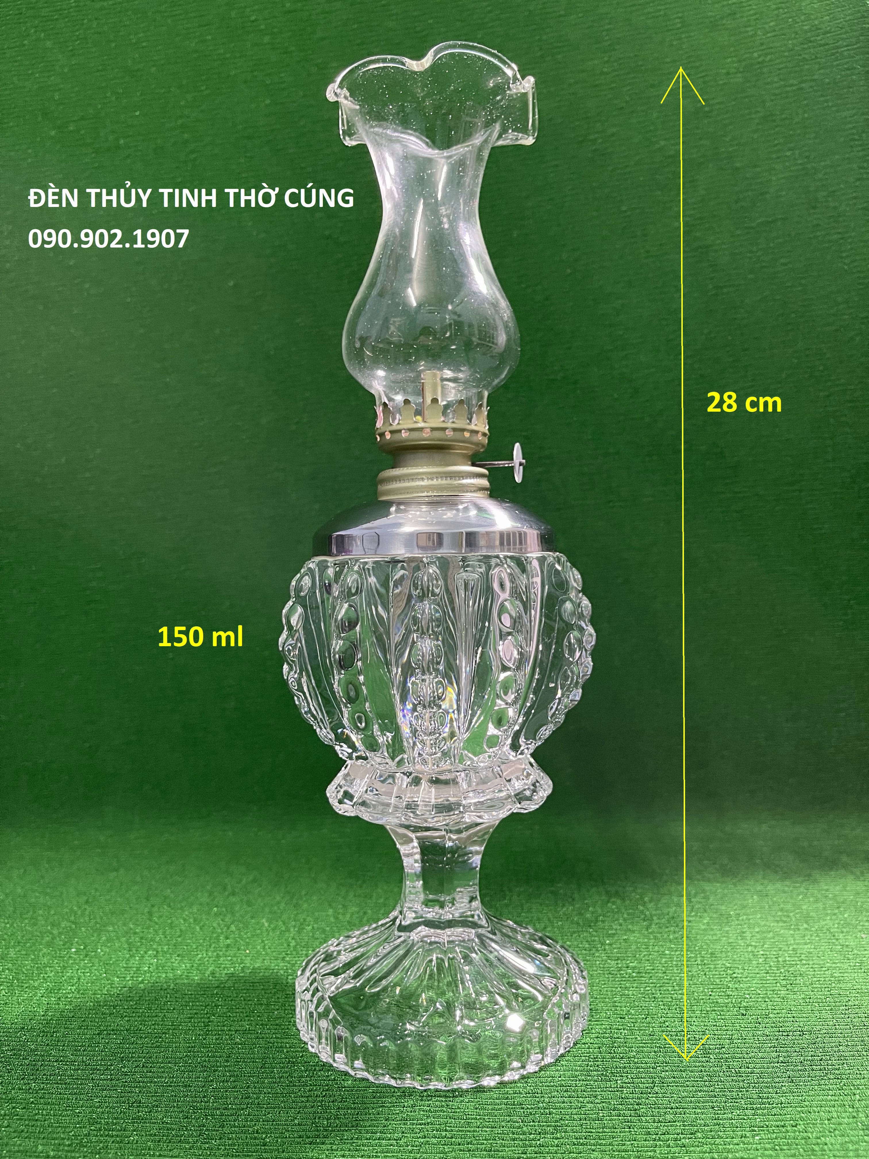 ĐÈN THỦY TINH THỜ CÚNG - KHẾ CHÂN