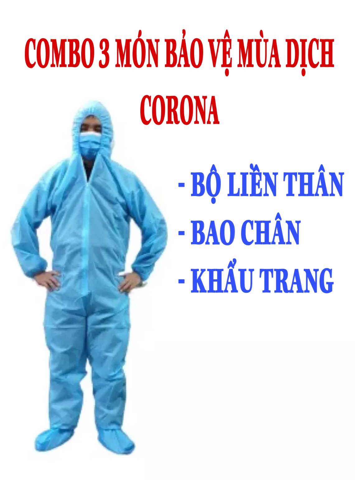 [HCM](TRẺ EM-NGƯỜI LỚN) :Bộ đồ bảo hộ y tế dùng một lần phòng chống dịch Covid: 1 BỘ BẢO HỘ + BAO CHÂN