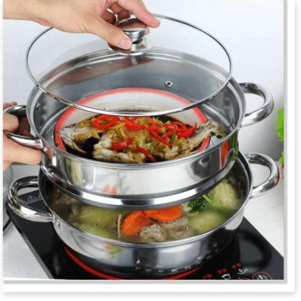 Nồi hấp inox 2 tầng Hotpot 28cm Tmark