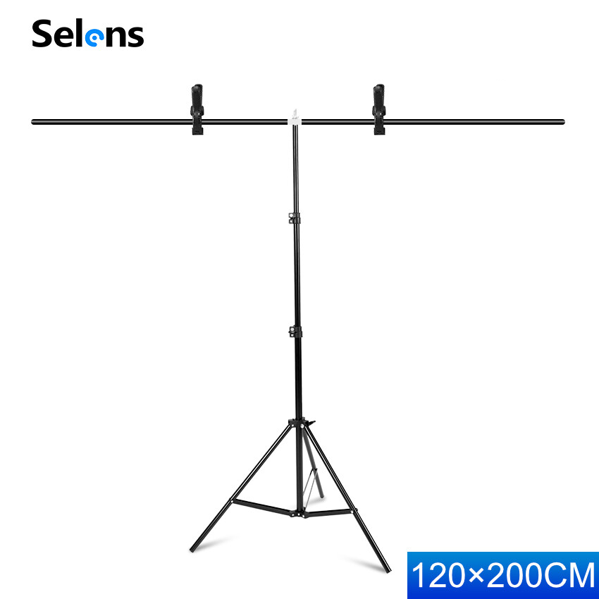 【Free Gift】Selens Giá Đỡ Phông Nền Bằng Kim Loại Loại Chữ T Cho Hệ Thống Hỗ Trợ Phông Nền Bằng PVC Giá Ba Chân Có Kẹp Thanh Ngang Phân Đoạn 5 Kích Cỡ+Vải đặc loại 1.5 miễn phí 2M