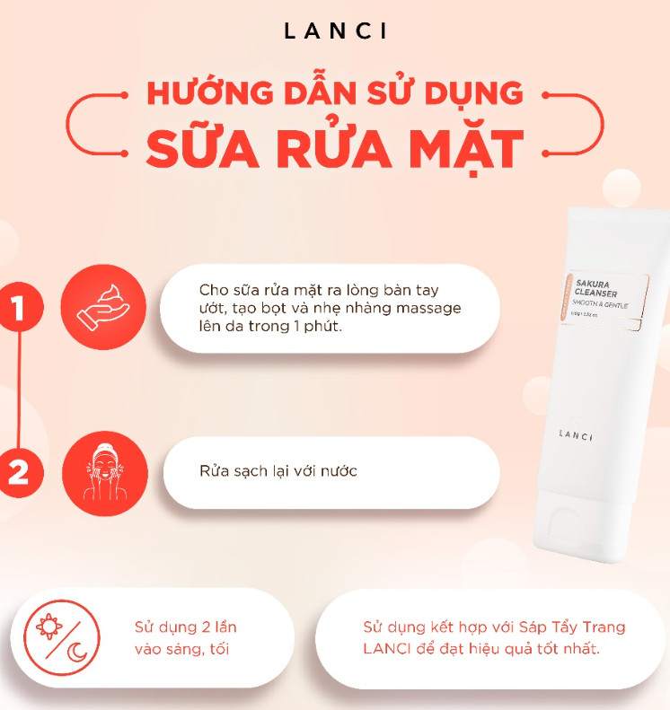 Sữa Rửa Mặt Dịu Nhẹ Lanci Sakura Cleanser Smooth & Gentle