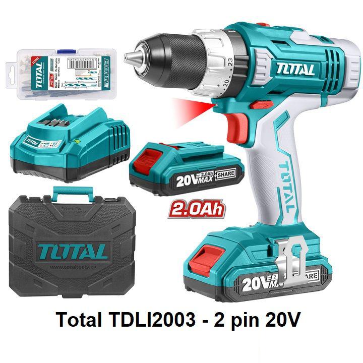 [HCM]Máy khoan dùng Pin Total TDLI2003 20V (2 Pin + 47 món linh kiện)