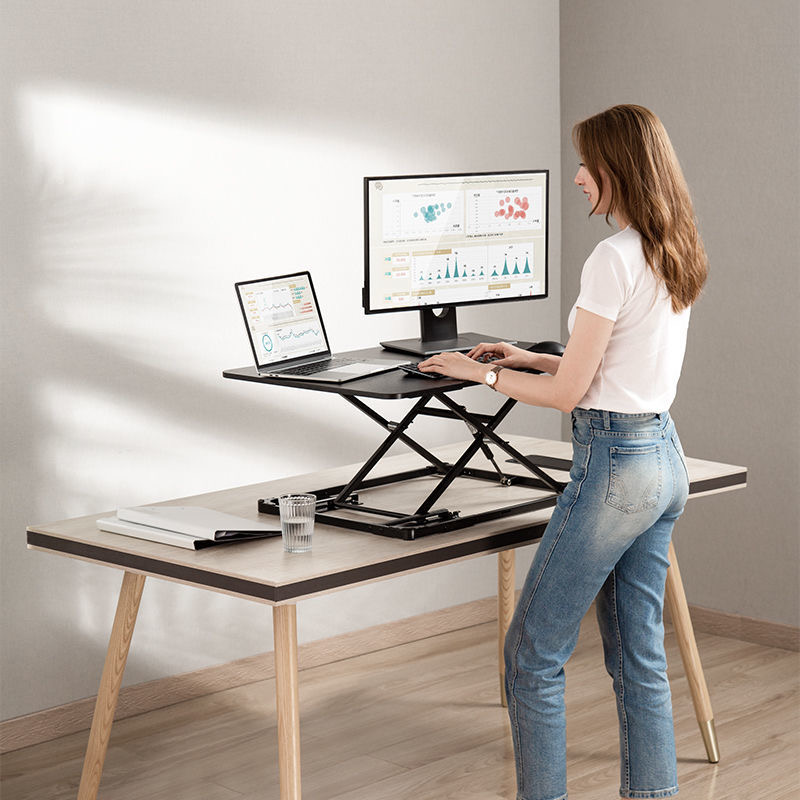 Standing notebook desktop folding computer desk with elevated height adjustable desk and standing workbench on the desk
