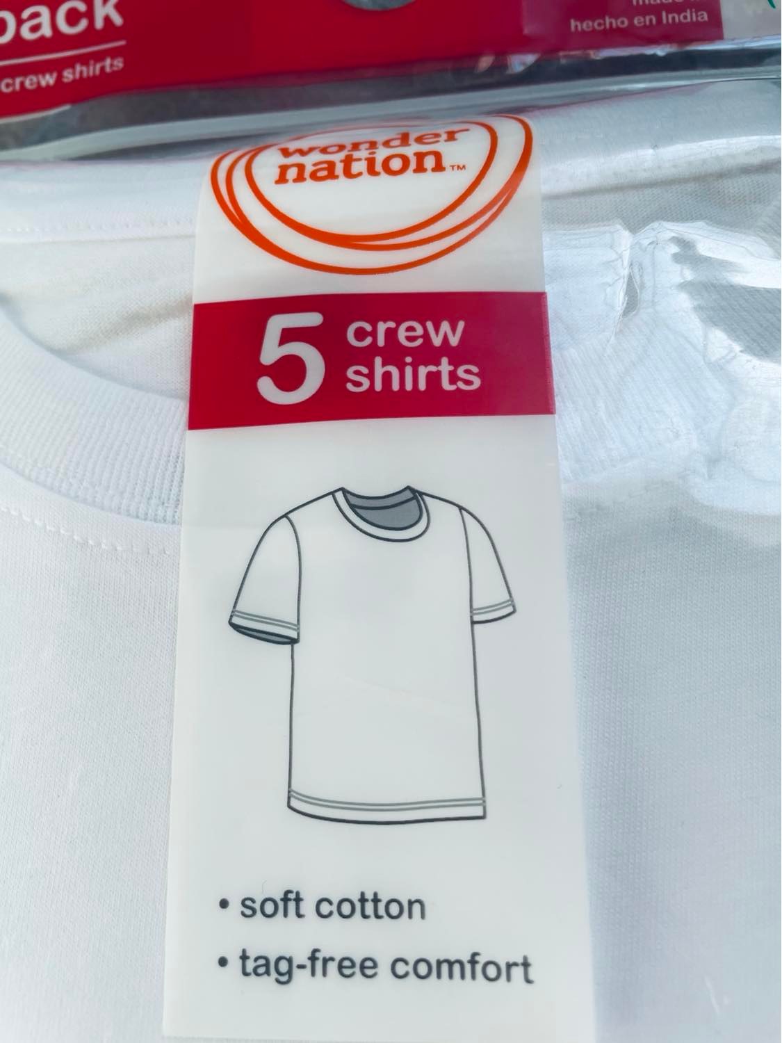 Áo thun Trắng WN Size XL (14-16) (cao 155-163 cm) - Pack 5 cái - Hàng Mỹ