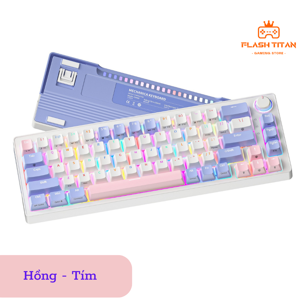 Bàn phím cơ Không dây Bluetooth ZIFRIEND ZA68  - có Hotswap - Đèn LED RGB, dùng cho máy tính/laptop/Ipad