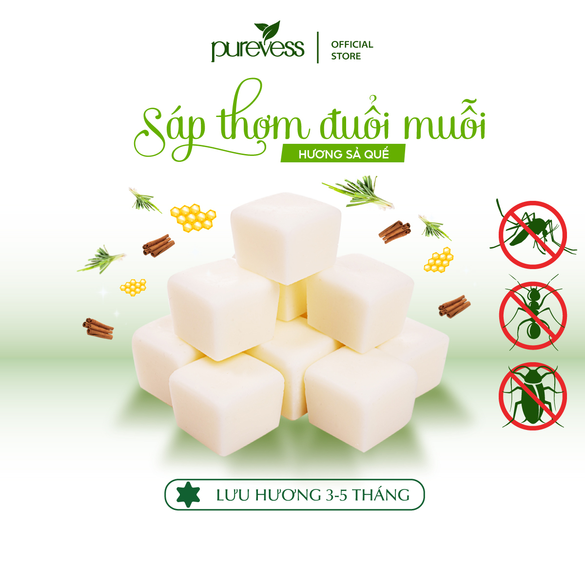 Sáp thơm đuổi muỗi, đuổi côn trùng, kiến gián Purevess