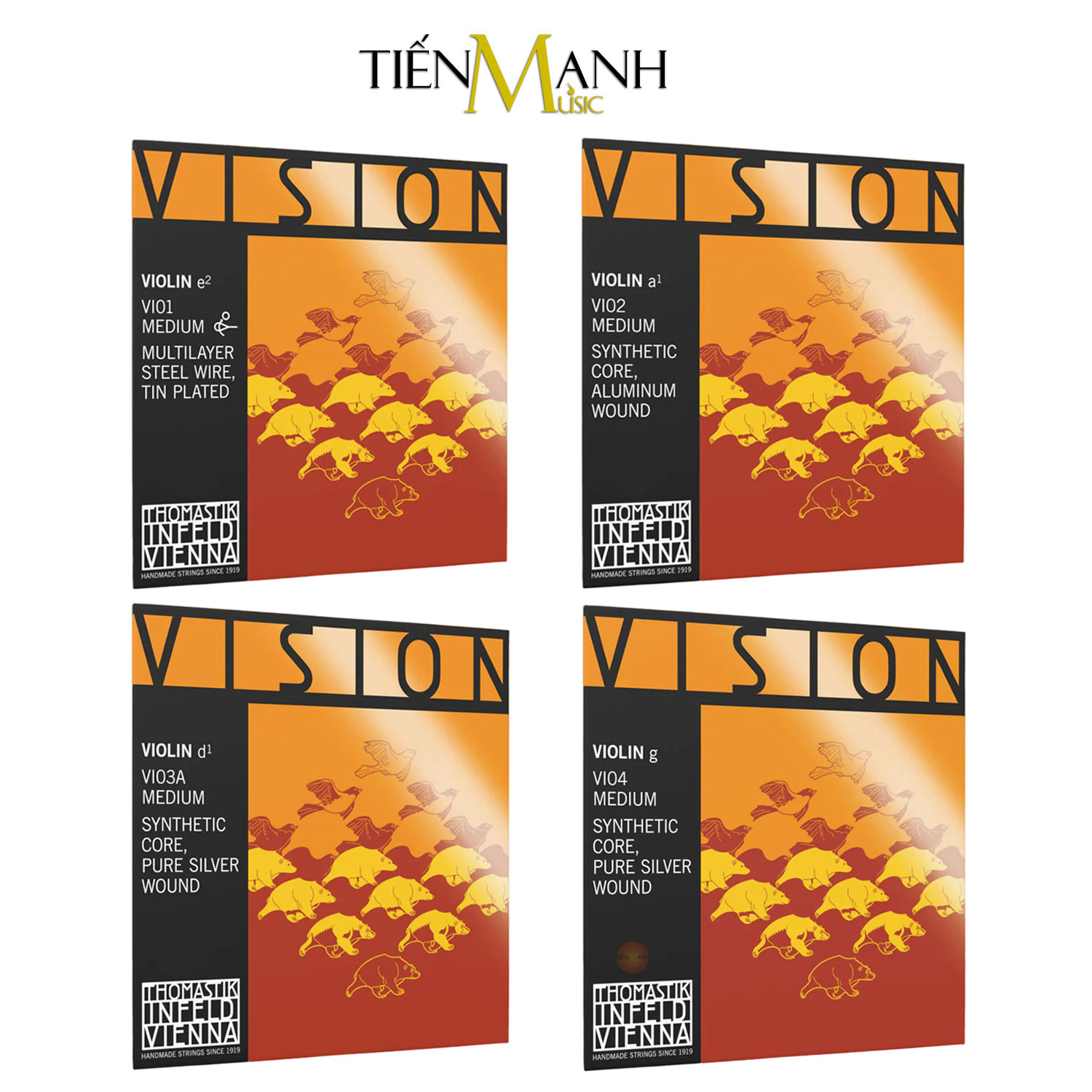 [Chính Hãng] Dây Đàn Violin Thomastik-Infeld Vision VI100 Synthetic Core Full Set 4/4 Strings