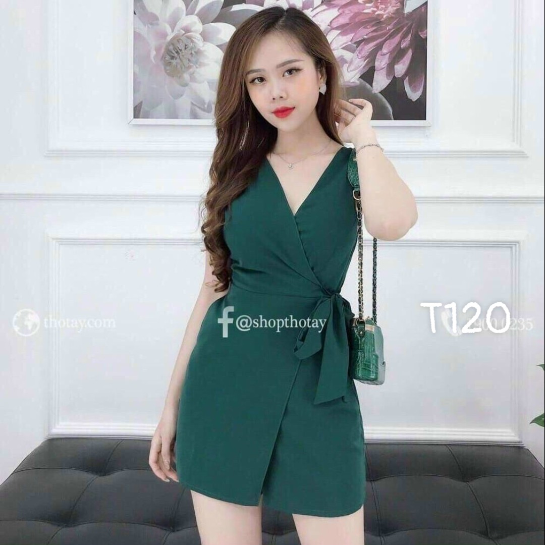 [HCM]Jumpsuit cột nơ eo sát nách dáng ôm umi T120