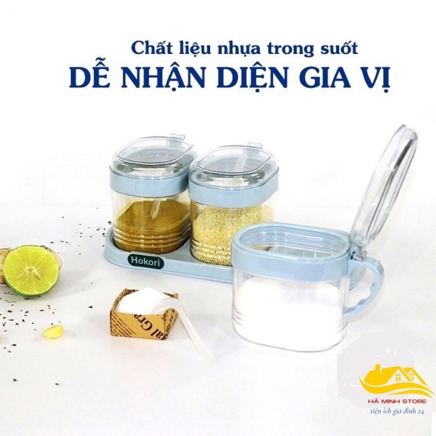 Hộp đựng gia vị 3 hủ, Hũ, lọ đựng gia vị cao cấp - Bộ Hộp đựng gia vị 3 hủ đa năng - Hộp đựng gia vị 3 hủ tiện lợi