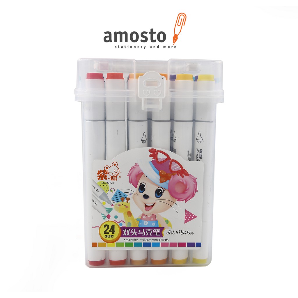 Bút Màu Dạ Marker 2 Đầu Zishu 220