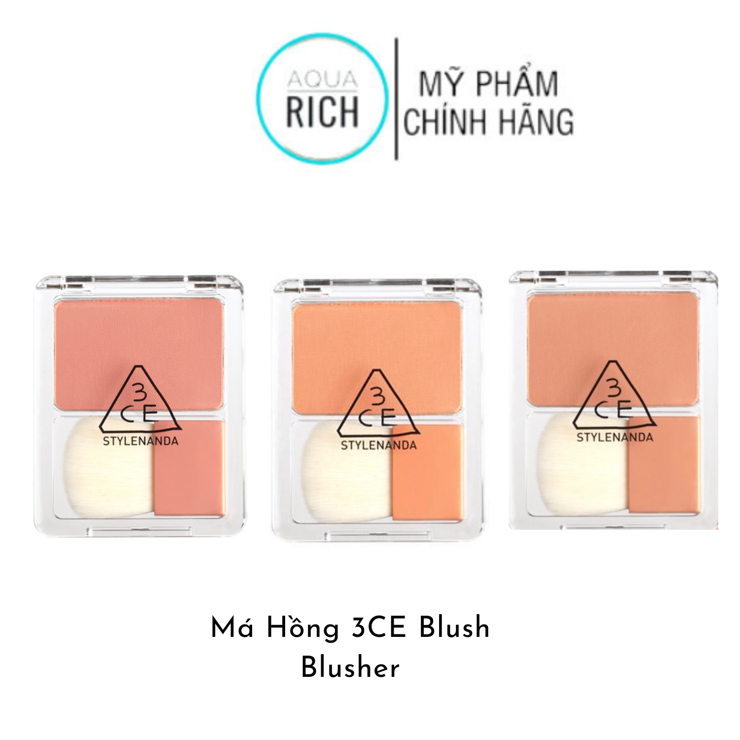 Phấn Má Hồng 3CE Blush Blusher Vuông [Double Think + Last Time + Little More]