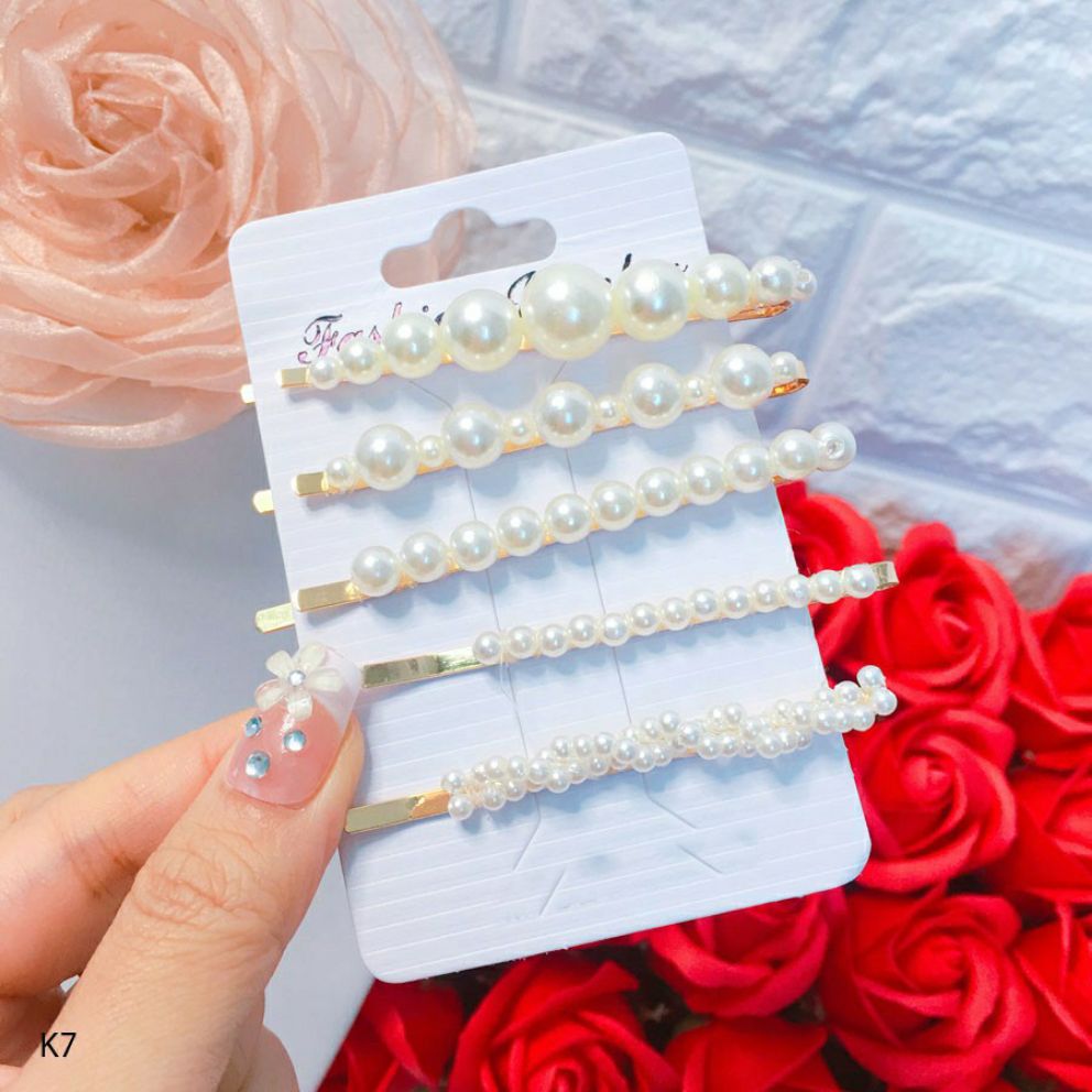 [HCM]Set 5 kẹp tóc mái đính ngọc