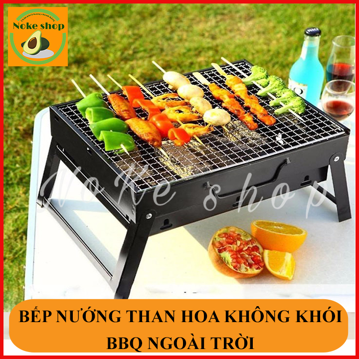 Bếp nướng than chống khói kèm Vỉ nướng Hình chữ nhật/ Thiết kế kiểu hộp gấp gọn dễ dàng mang theo - Chất liệu Sắt sơn tĩnh điện không gỉ