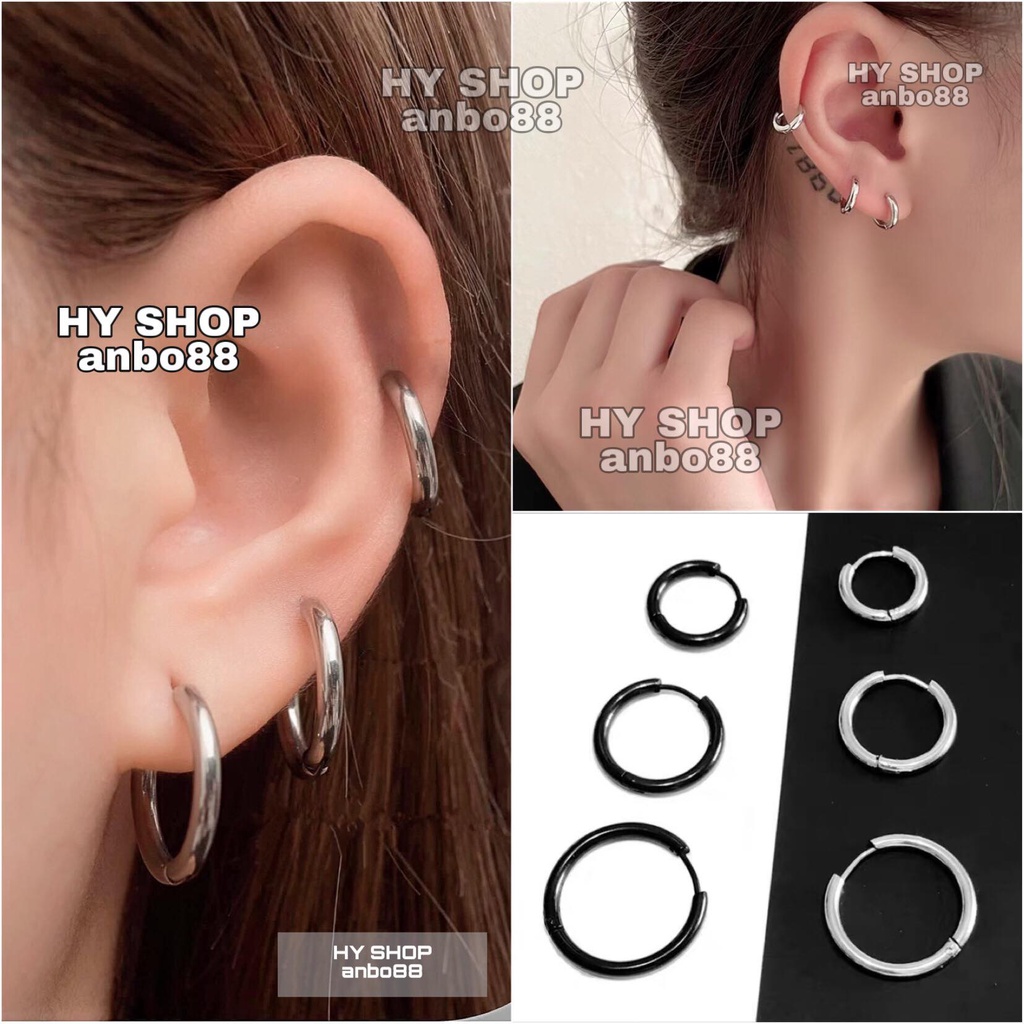 Khuyên tai nam G-dragon BTS bông tai titan tròn basic - khuyên vành tai tròn cực chất