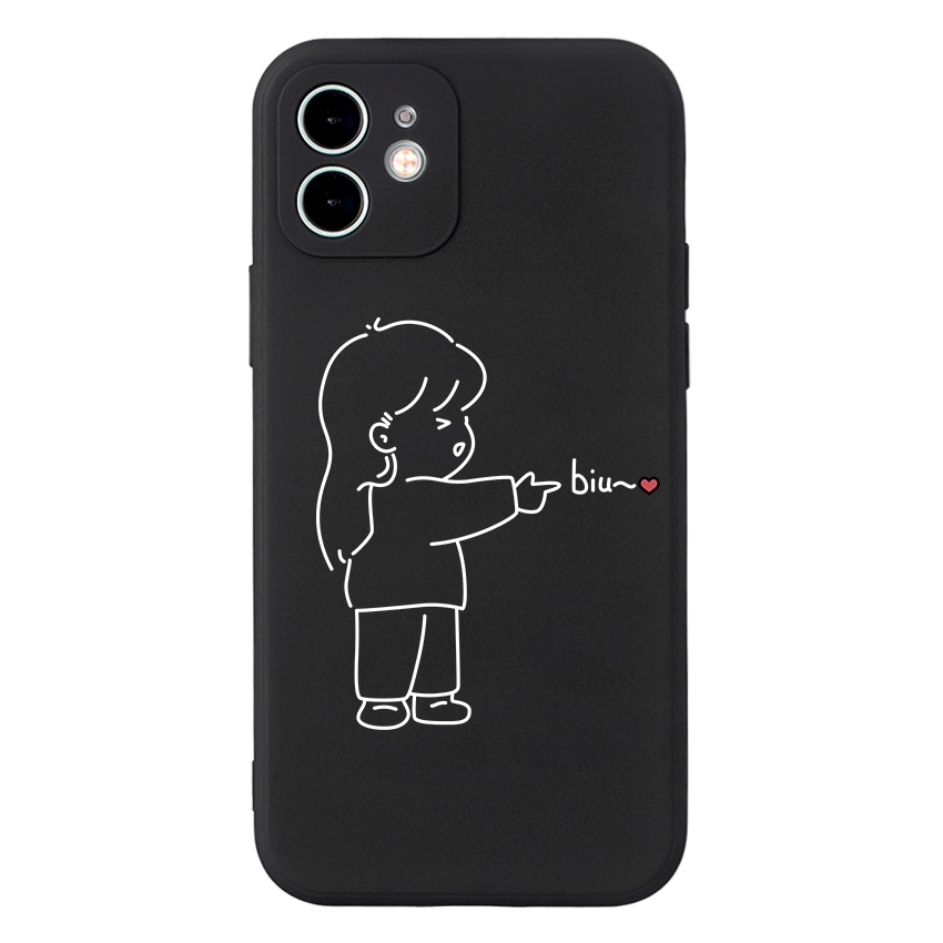 Ốp Lưng Iphone Cạnh Vuông Hình Cặp Đôi Bắn Tim Cute BVC 6/6plus/6s/6splus/7/7plus/8/8plus/x/xr/xs/11/12/pro/max/promax