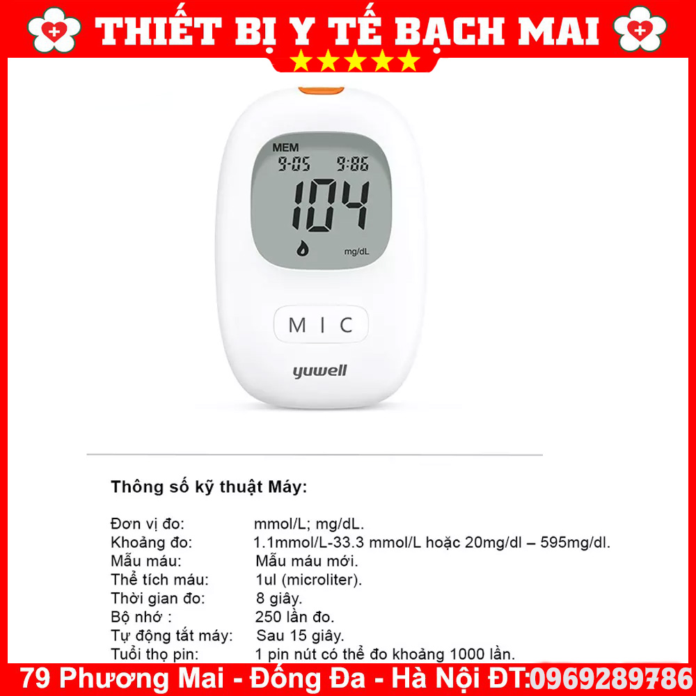 Máy Đo Đường Huyết Yuwell Accusure 710 (Model Mới) [Tặng 10 Kim+ 10 Que Thử]