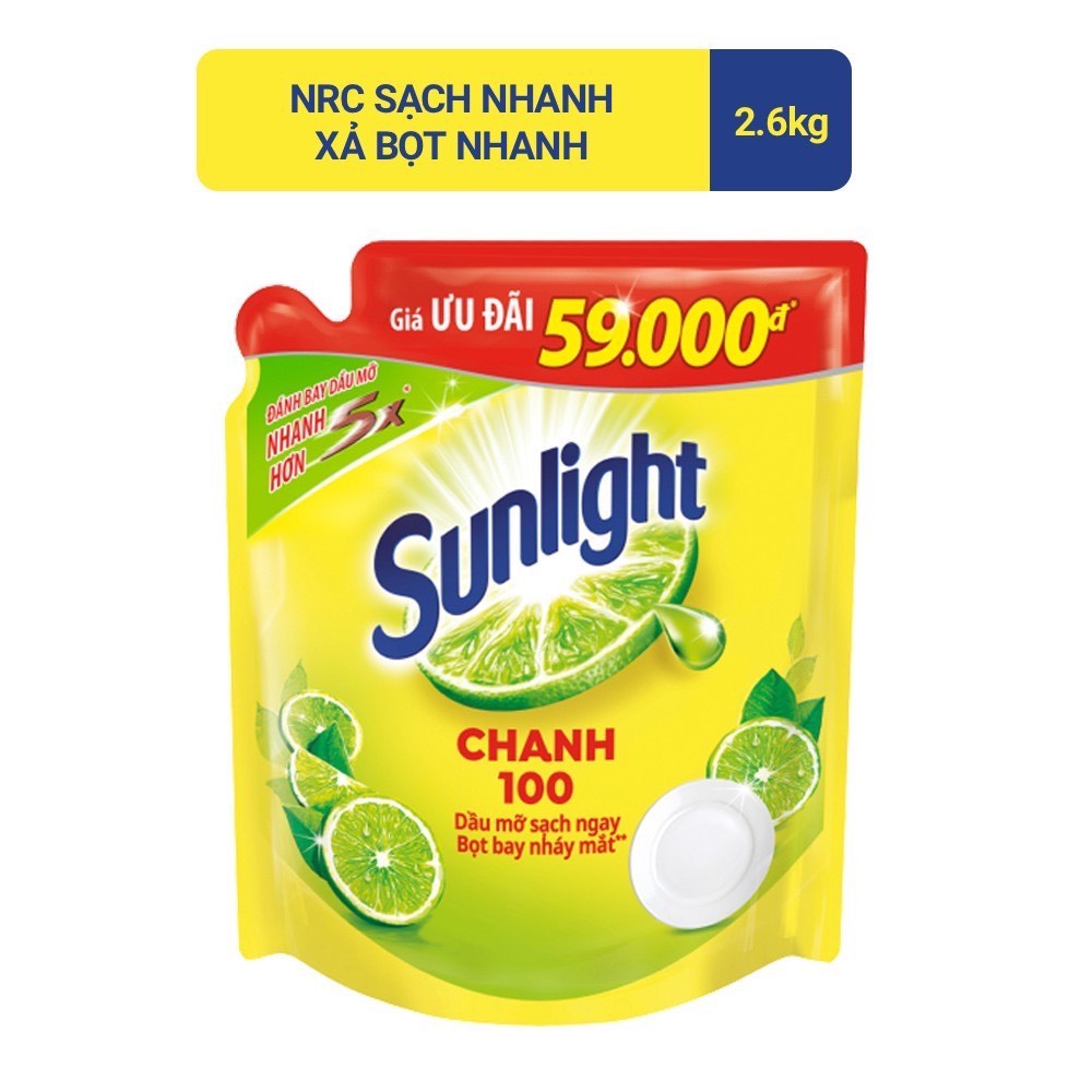 Nước Rửa Chén Sunlight Túi 2.6Kg