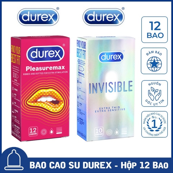 💝 02 Hộp 💝 Bao Cao Su Durex Pleasuremax gân gai + Durex Invisible Extra Thin cực siêu mỏng [Che tên sản phẩm] cao cấp