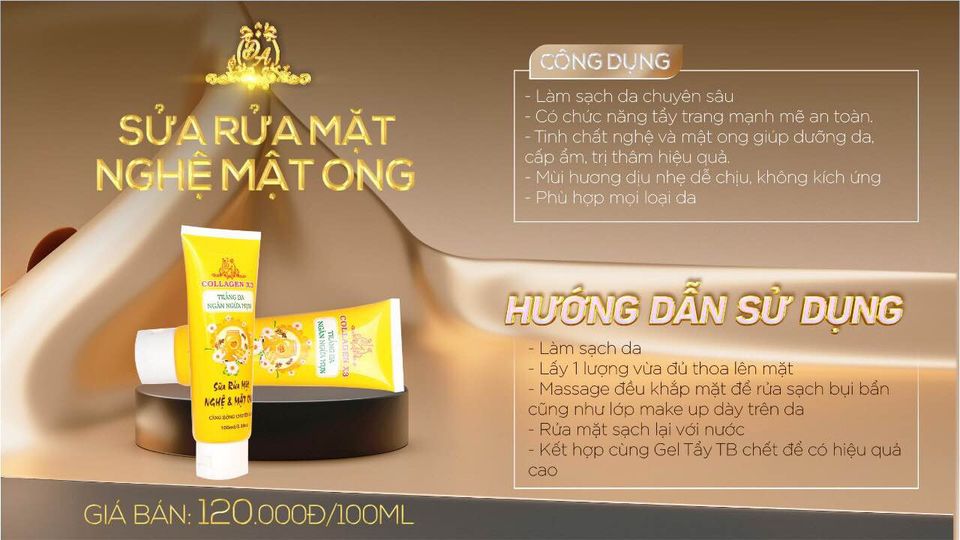 Sữa rửa mặt Nghệ và Mật ong collagen x3